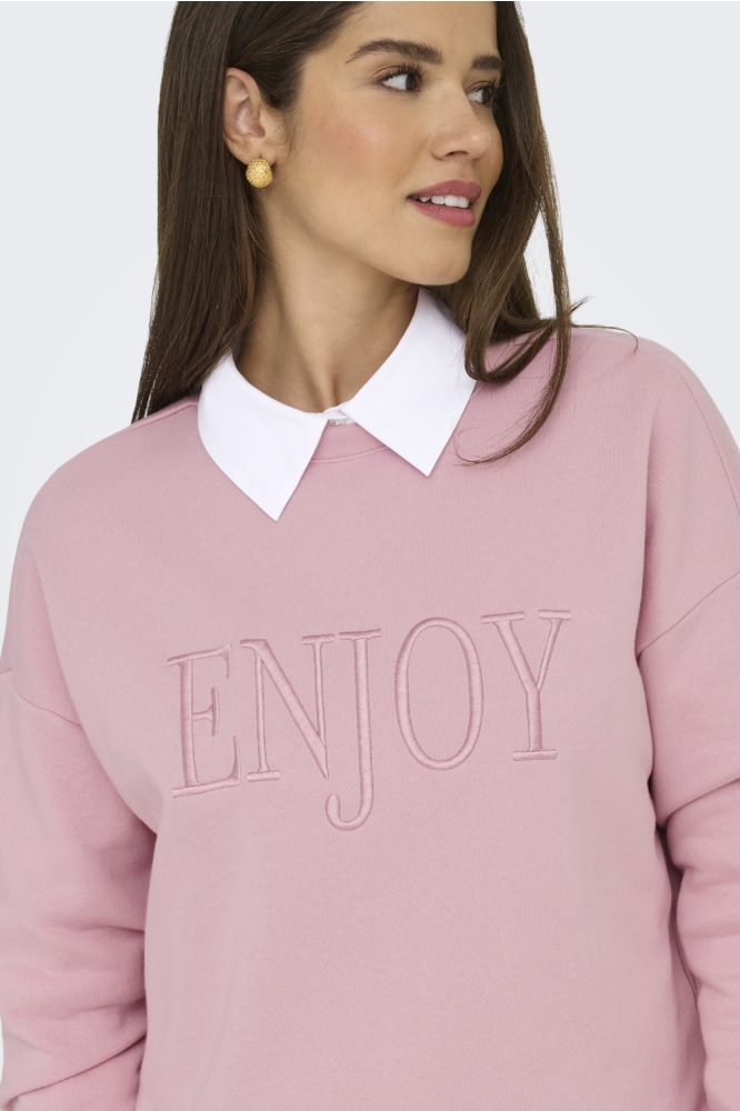 ONLPAM L/S O-NECK BOX CC SWT 15352885 Bleached Mauve/W. ENJOY